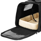 Geanta pentru transport animale mici-medii, pentru caine si pisica, cu saltea, 27x44x25 cm, negru