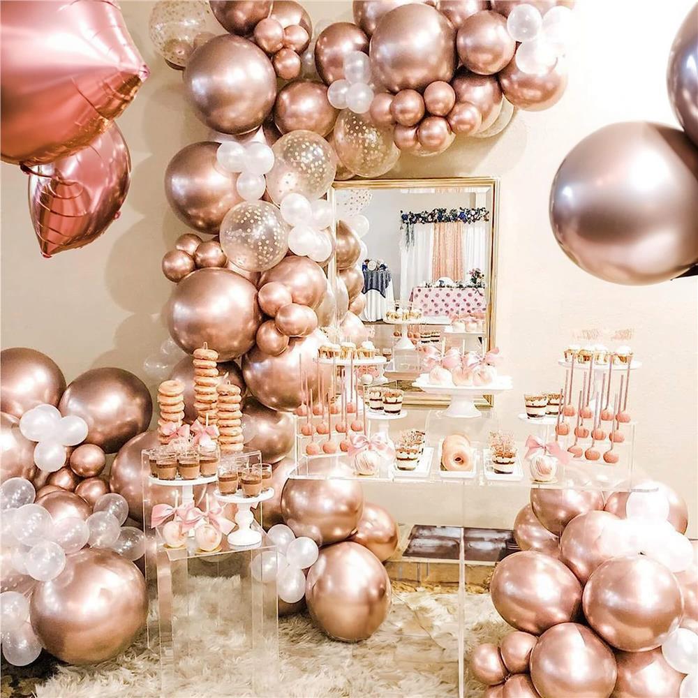 Set 100 baloane pentru petrecere, 40cm, roz metalic