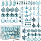 Set globuri si decoratiuni de Craciun, 77 piese, diverse dimensiuni, albastru