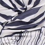 Set 4 huse pentru scaun, marime universala, poliester si spandex, 38x70cm, alb, nuante de bleumarin, galben