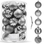 Set globuri de Craciun, 20 bucati, 5 modele, 6cm, argintiu