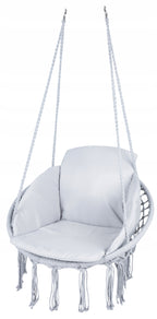 Scaun rotund  tip leagan suspendat cu perna Confort casa sau gradina, gri