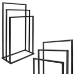 Suport metalic de baie pentru prosoape, cu 3 standuri, 84 cm, negru