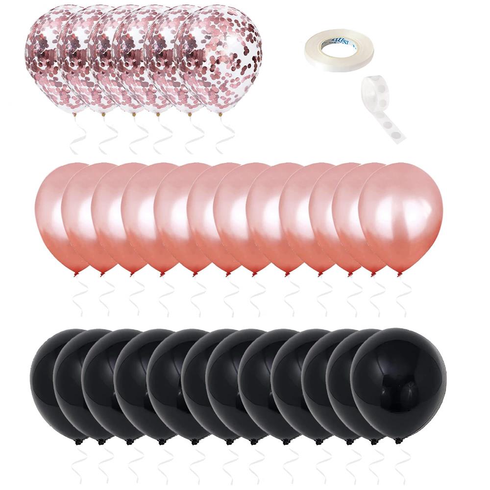 Set 53 baloane si decoratiuni Aniversare Majorat 18 Ani, negru roz
