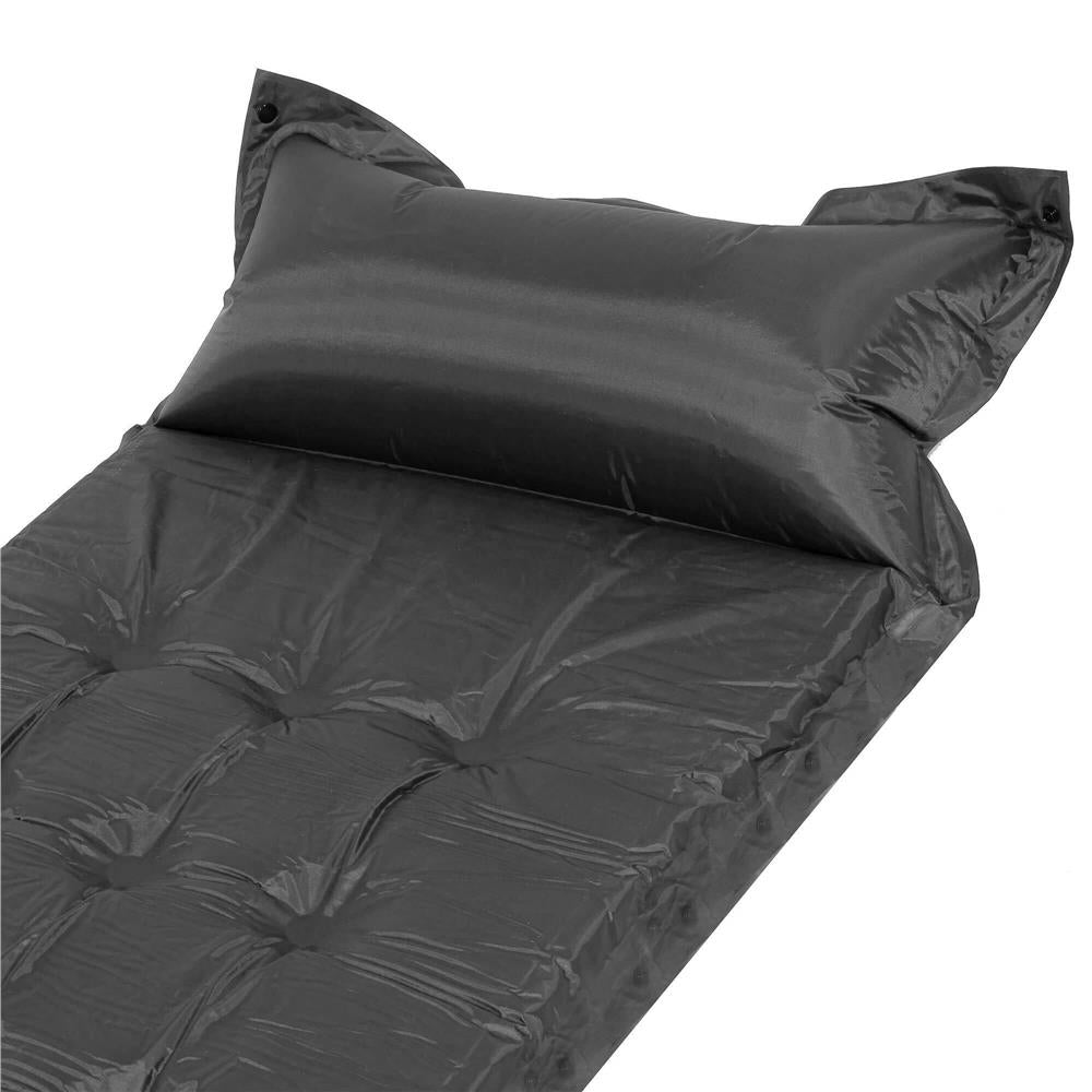 Saltea plabila cu perna din spuma poliuretanica, cu autoumflare, 193x68x3.5cm, gri