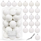 Set globuri de Craciun, 20 bucati, 5 modele, 6cm, alb