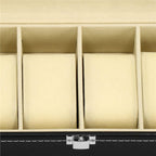 Cutie depozitare si organizare ceasuri, MDF, piele ecologica, 30x11x8cm, negru
