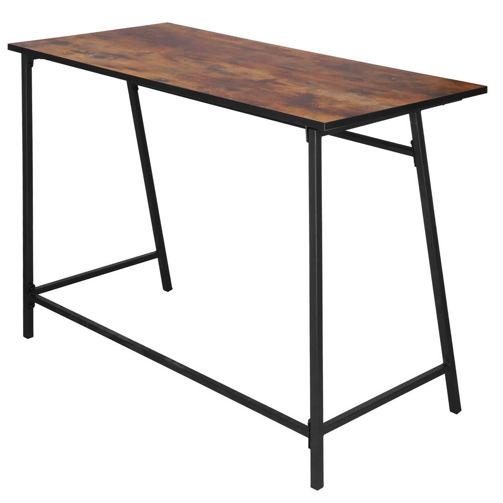 Birou tip masa laterala, cu cadru din otel, 50x100x76 cm, industrial, maro