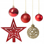 Set globuri de Craciun, 100 bucati, 3-6cm, rosu auriu