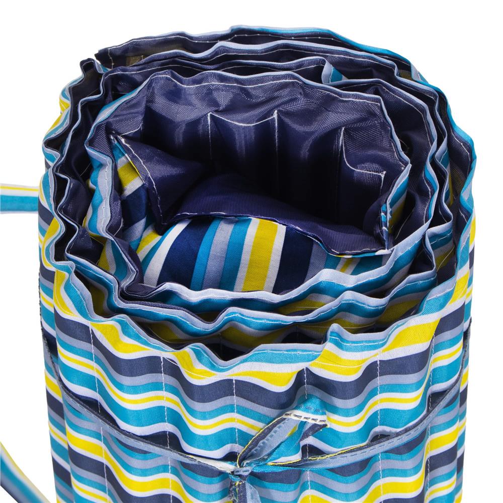 Saltea pentru plaja pliabila, din spuma, ultra-usoara, cu perna si maner de transport, 60x180cm, albastru galben