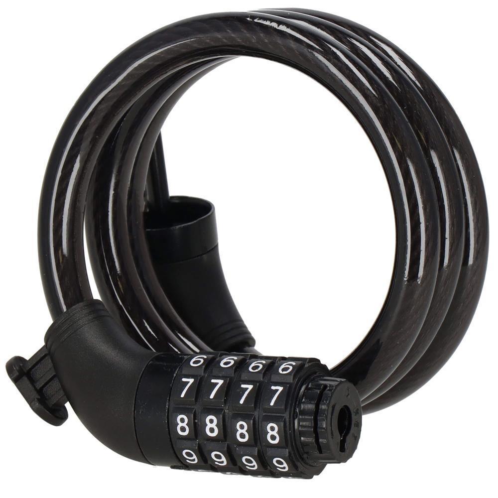 Lant antifurt bicicleta si trotineta, inchidere cifru, lungime 95 cm, Otel, Negru