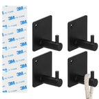 Set 4 agatatori tip cuier pentru baie, sistem fixare inclus, aluminiu, negru