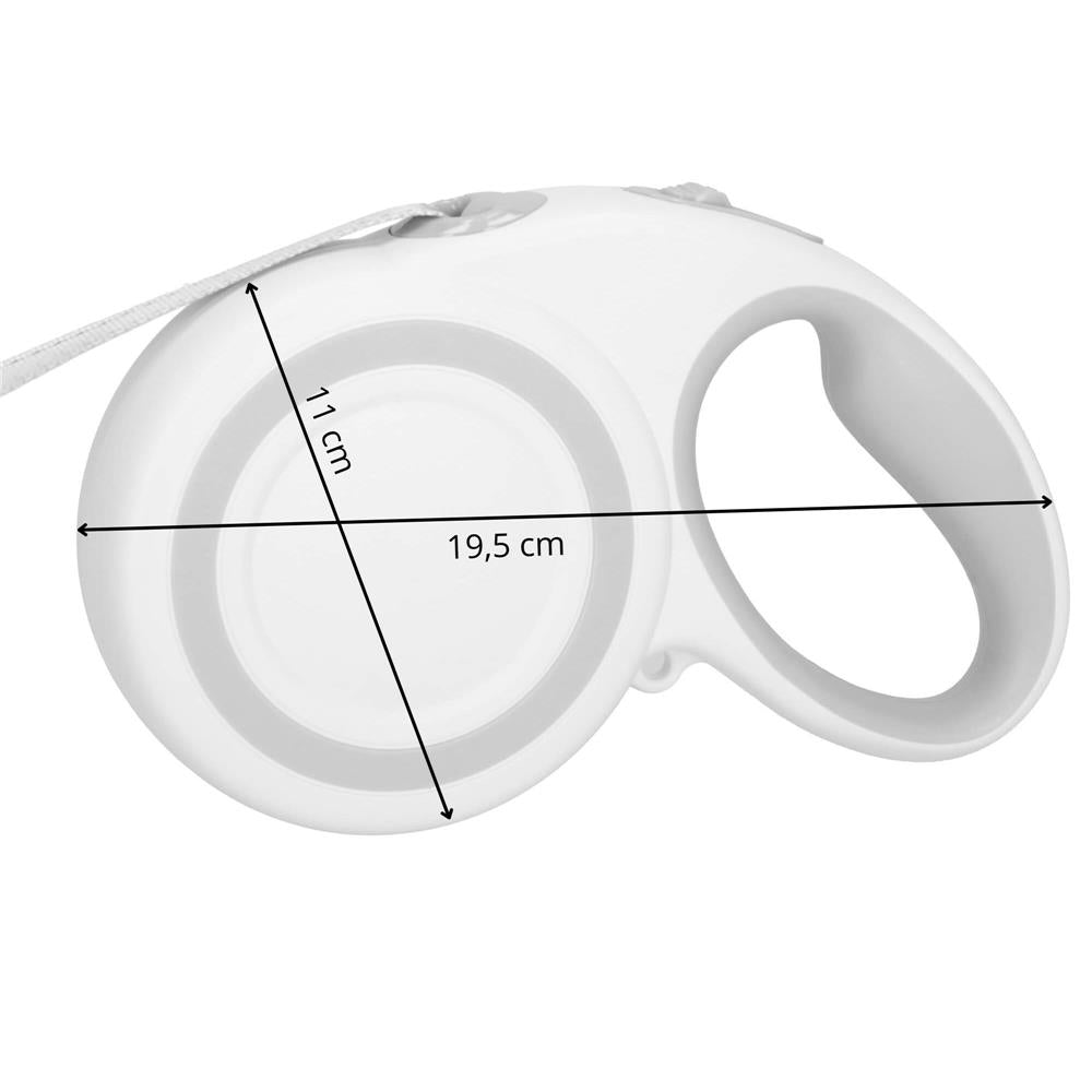 Lesa automata retractabila, pentru rase mari pana la 50kg, 500 cm, alb gri