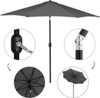 Umbrela terasa gradina, cu manivela si inclinare, GU200, diametru 300cm, gri antracit