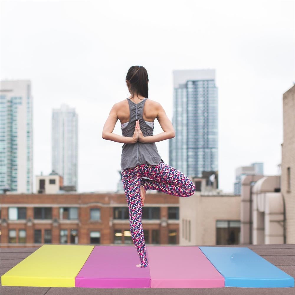 Saltea fitness groasa, dimensiune XXL, pentru antrenamente gimnastica, 240x120x5 cm, multicolor