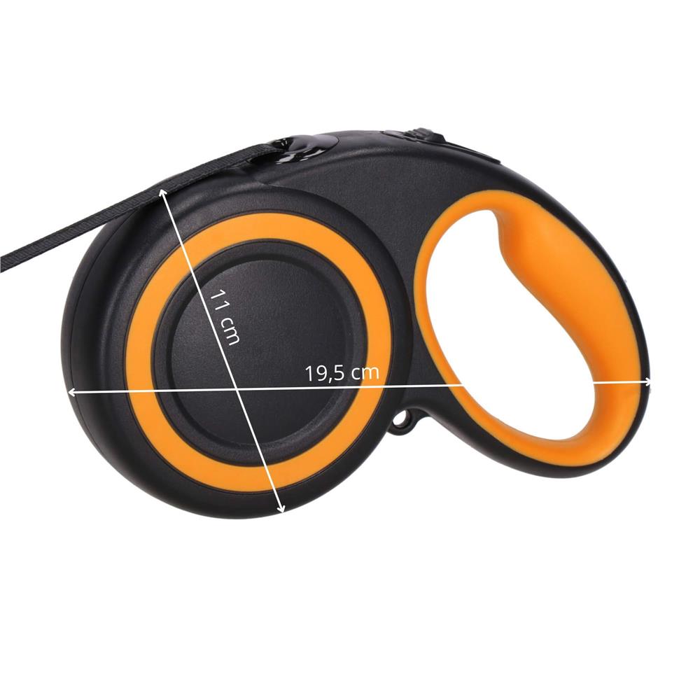 Lesa automata retractabila, pentru rase mari pana la 50kg, 500 cm, negru portocaliu