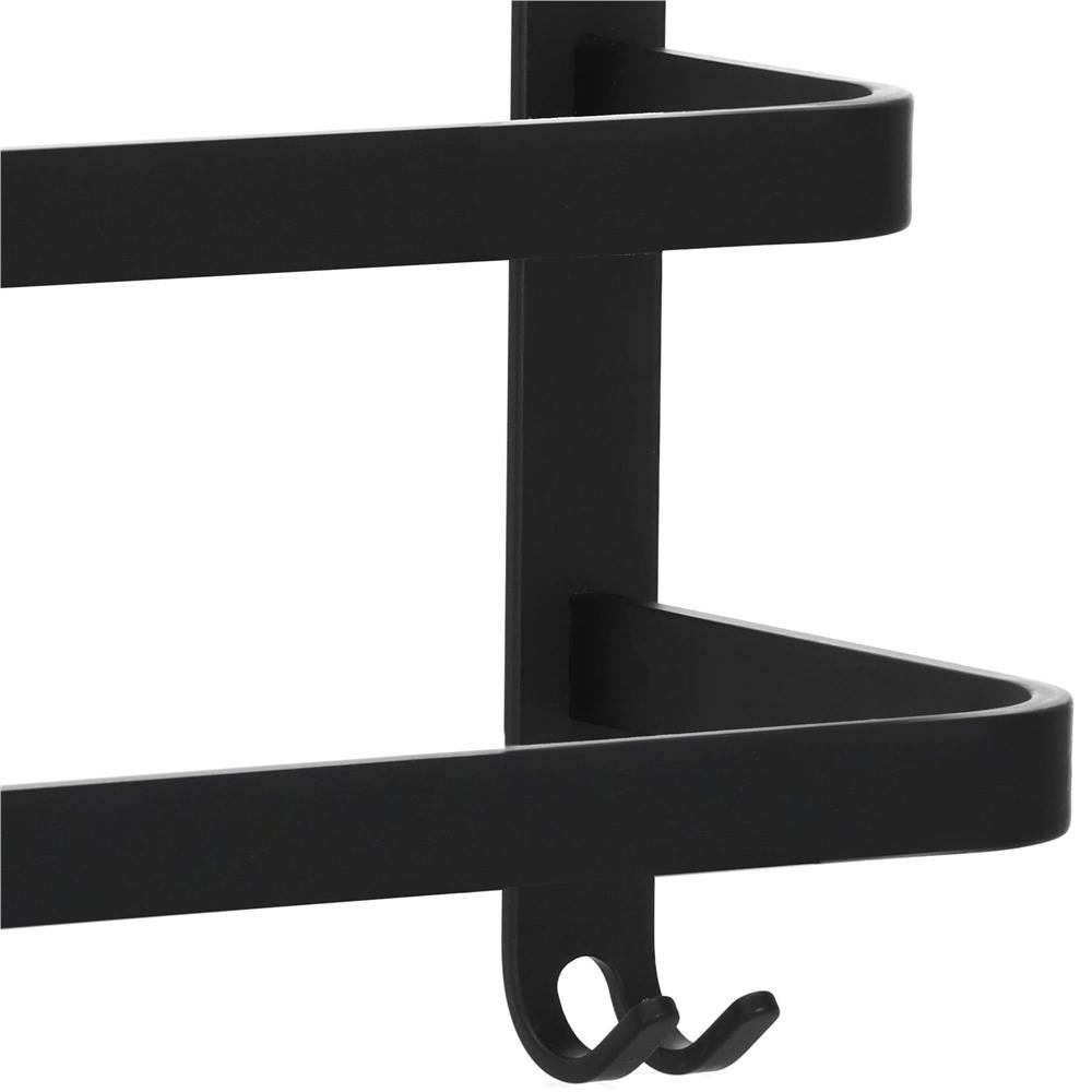 Suport prosoape pentru baie cu 2 sisteme de instalare, 3 brate, din aluminiu, 49x25cm, negru