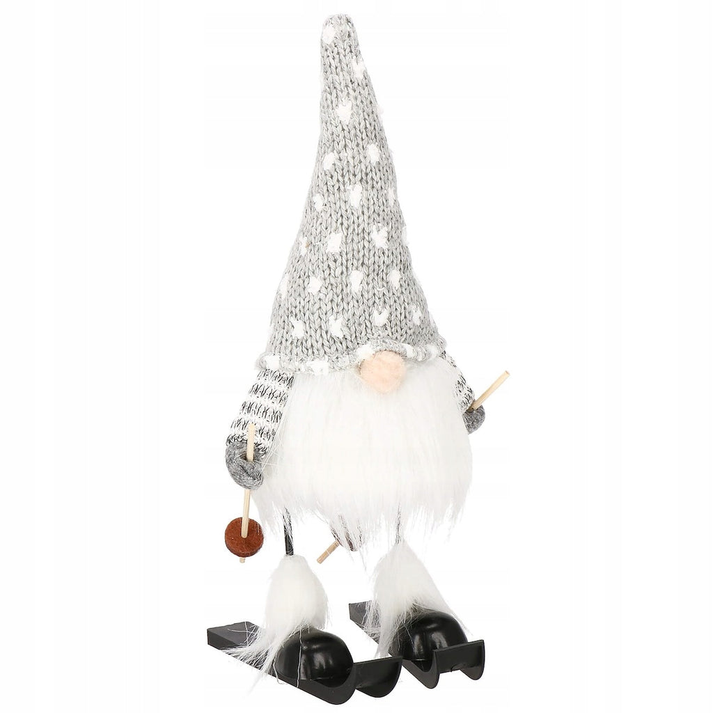 Figurina Craciun, Spiridus pe schiuri, inaltime 33cm