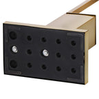 Stand cu perie WC si suport hartie igienica, metal si bambus, 67cm, auriu