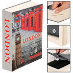 Caseta de valori, cutie metalica cu cheie, portabila, tip carte, London, 22x15.5x4.5 cm