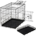 Cusca pentru animale, 2 usi, Pliabila din metal, M, Negru, 50x42x34 cm