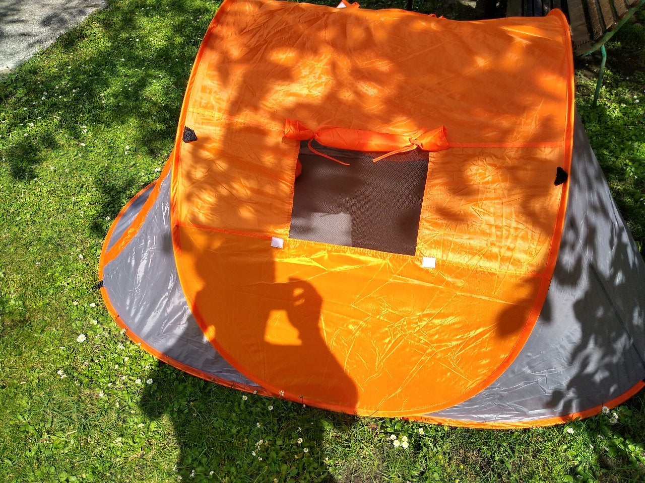 Cort plaja si picnic , protectie UV, 210x130x90 cm, portocaliu gri