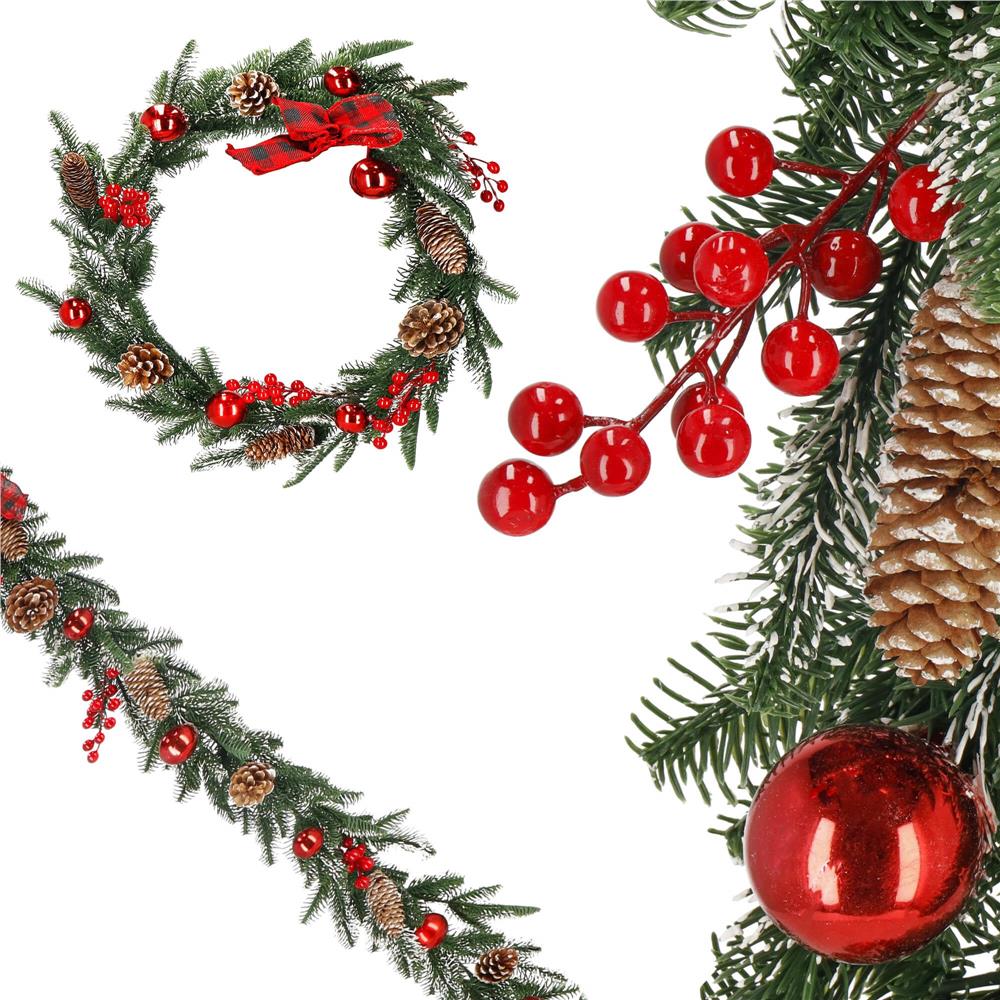 Ghirlanda artificiala decorativa de Craciun, aspect inzapezit, 150 cm, ace 3D, verde