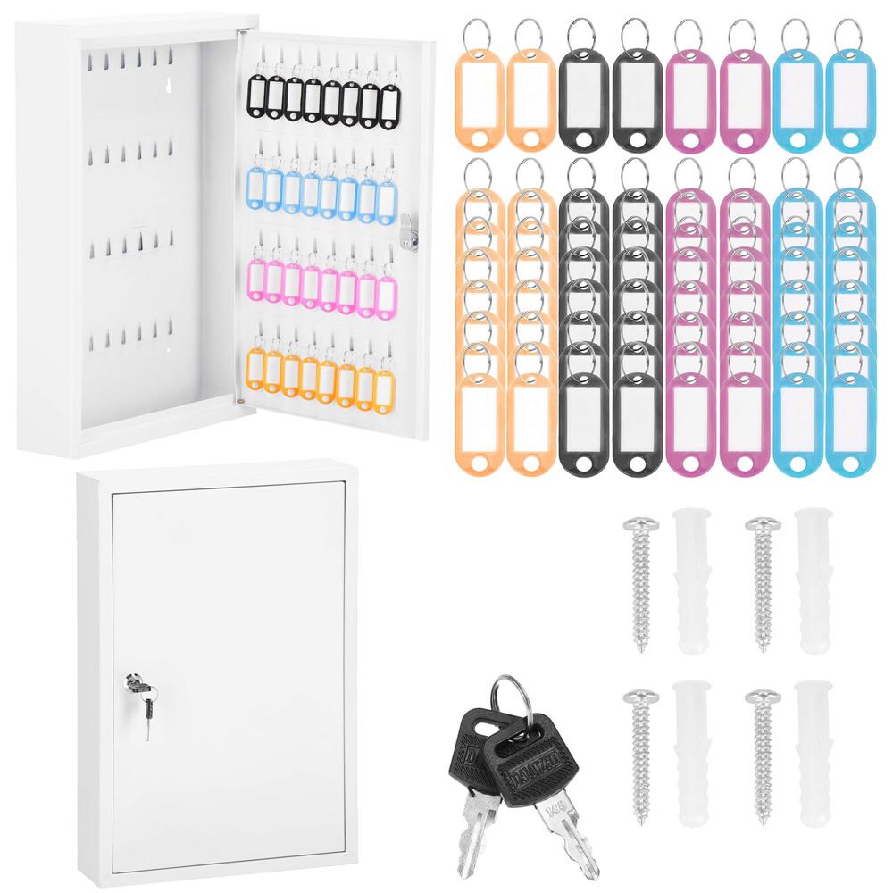 Cutie metalica din otel pentru 64 chei, echipata, 45x30x8cm, alba