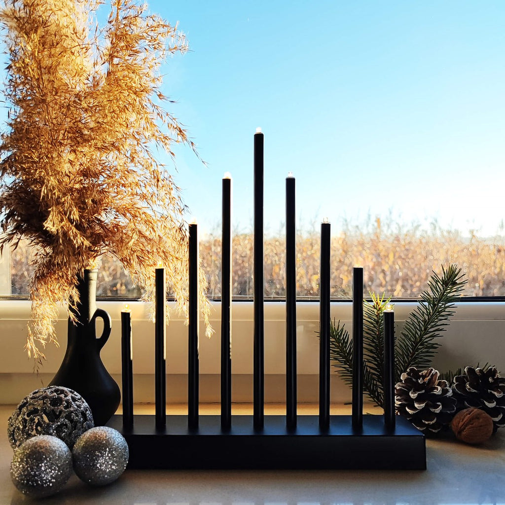 Lumanari decorative de Craciun, 9 becuri tip LED, culoare negru