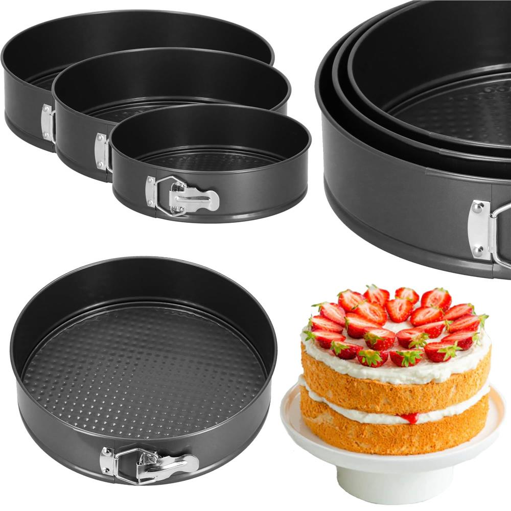 Set 3 forme de copt, 27, 25 si 23 cm, cu fund detasabil, gri