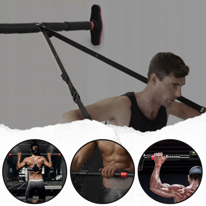 Bara tractiuni telescopica pentru usa, din otel cu capete cauciuc, lungime 71-105 cm