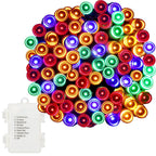 Instalatie lumini de exterior pentru gradina, 10.5 metri, 100 LED-uri, cu baterii, multicolor