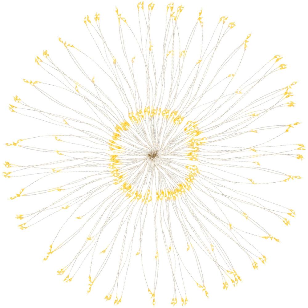 (DL) Instalatie lumina decorativa STAR cu 100 LED-uri, diametru 30cm, alimentare baterii, iluminare galbena