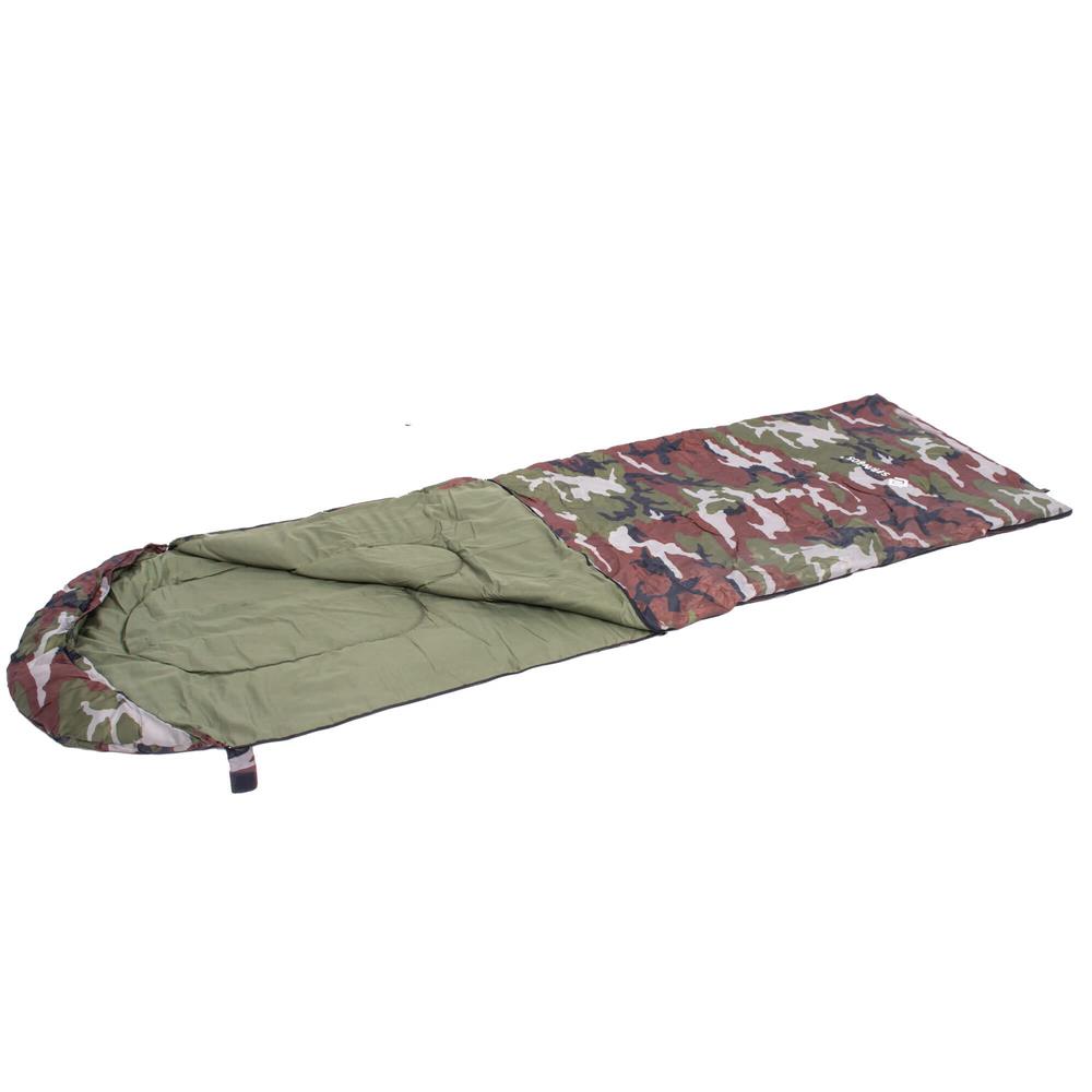 Sac de dormit tip mumie, cu geanta de transport, 210x73cm, 8-20grade, culoare camuflaj
