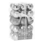 Set globuri de Craciun, 30 bucati, 3 modele, 3cm, argintiu
