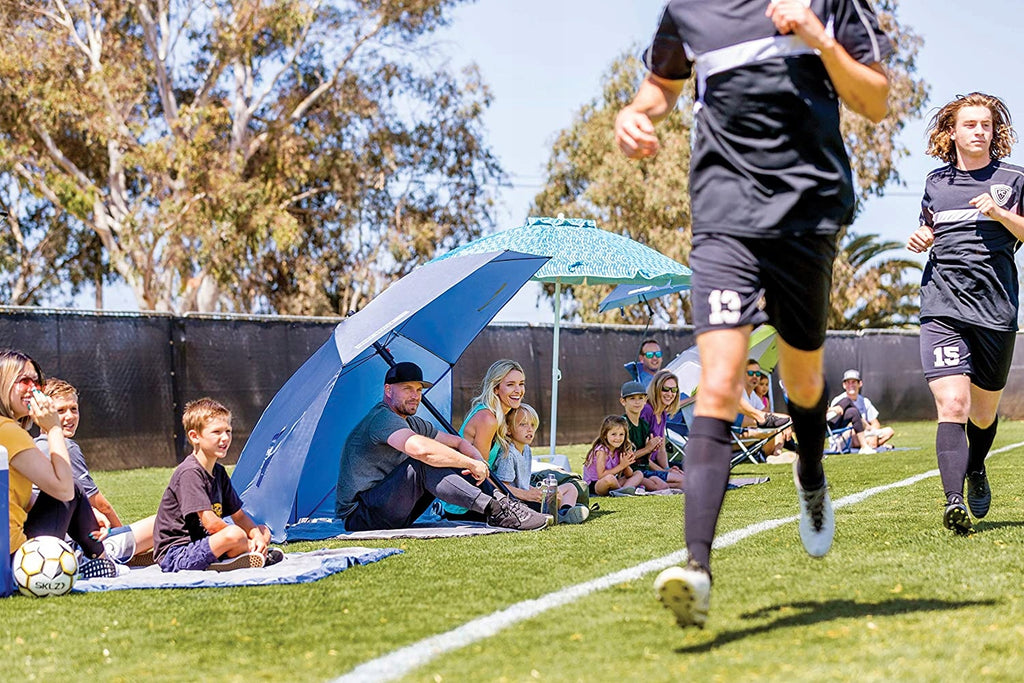 Umbrela plaja 3in1 215x205 cm, cu paravan lateral, fereastra si husa transport, material UV, albastru