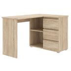 Birou colt Norge cu 3 sertare si 2 rafturi, 124x89x75 cm, stejar