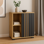 Comoda Montana 60 1D cu usa si 2 rafturi, 60x37x80 cm, craft si negru