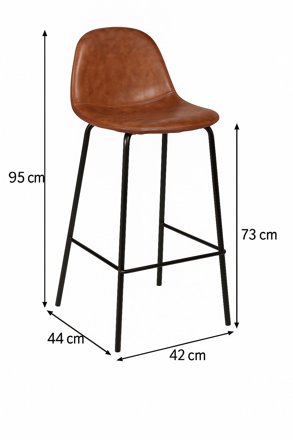 Scaun bar Atmosphera Vladi, cadru metal si lemn, 44x42x95 cm, maro