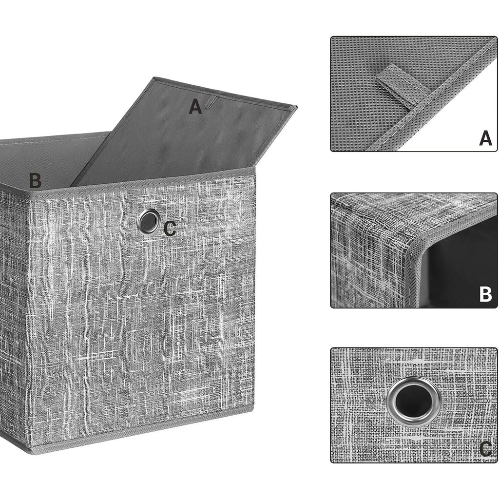 SONGMICS Set 6 cutii de depozitare, pliabile, din material textil, 30x30x30 cm, gri