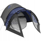 Cort camping 4 persoane cu antreu, impermeabil 3000 mm, 450x210x150 cm, negru si albastru
