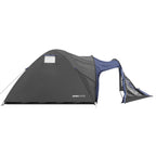 Cort camping 4 persoane cu antreu, impermeabil 3000 mm, 450x210x150 cm, negru si albastru
