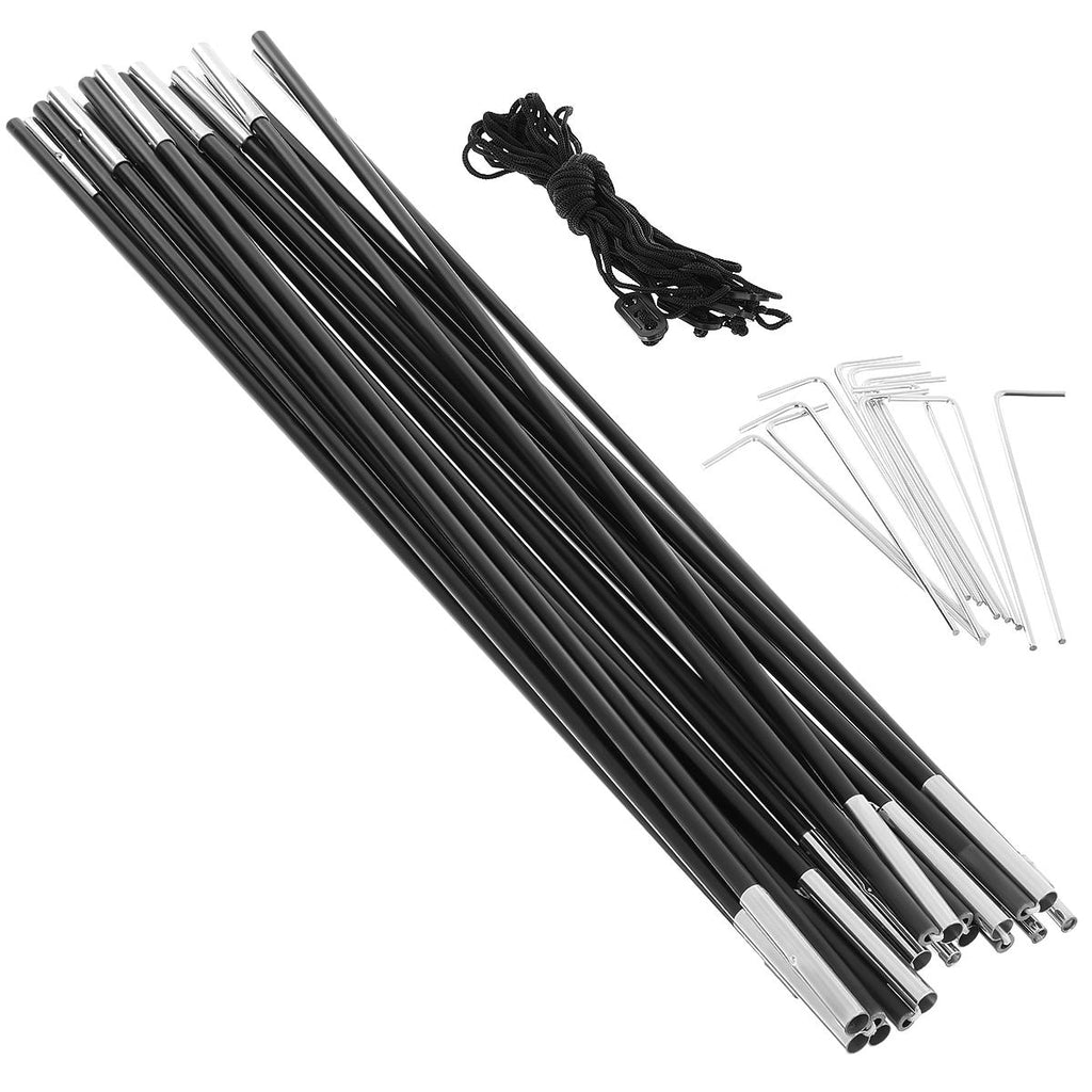 Cort camping 4 persoane cu antreu, impermeabil 3000 mm, 450x210x150 cm, negru si albastru