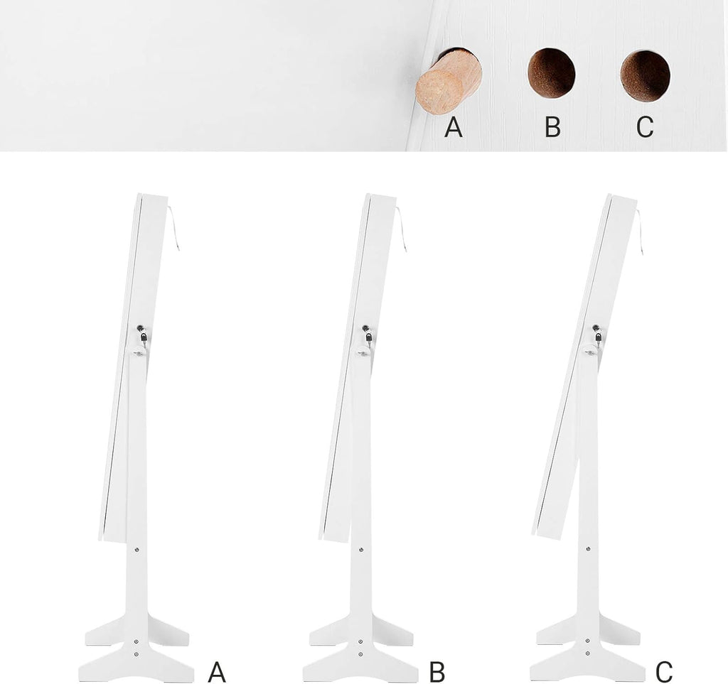 SONGMICS Oglinda de podea cu suport, din MDF, spatiu de depozitare, 41x37x152 cm, alb