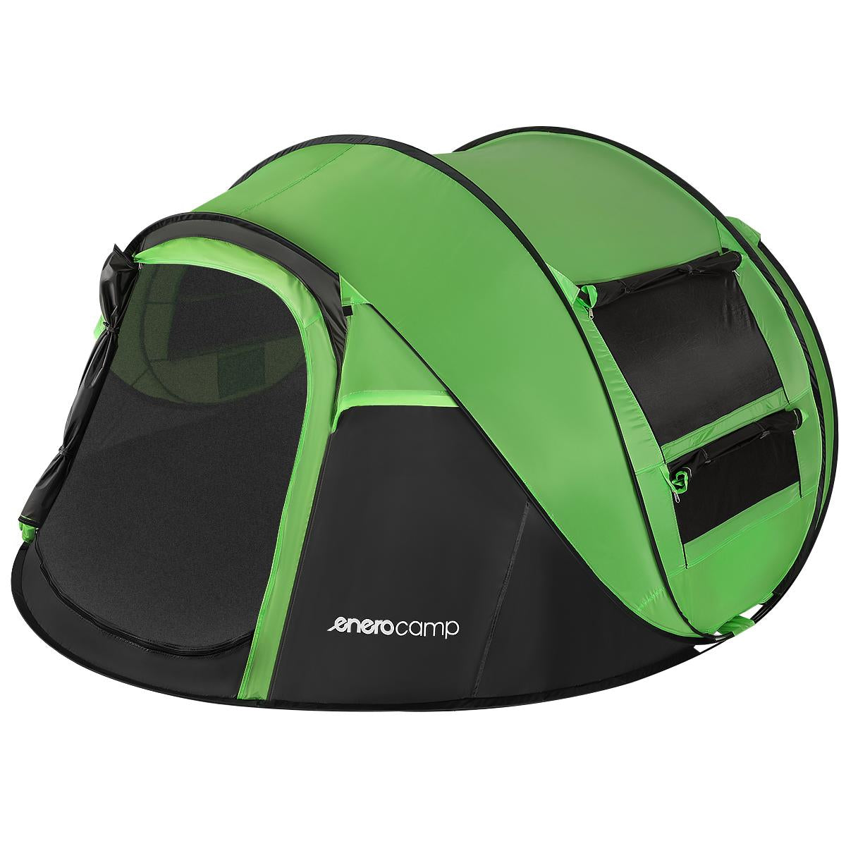 Cort autoexpandabil 4 persoane, 4 ferestre, 2 usi, impermeabil 1000 mm, 280x210x115 cm, verde-negru