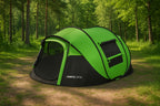 Cort autoexpandabil 4 persoane, 4 ferestre, 2 usi, impermeabil 1000 mm, 280x210x115 cm, verde-negru