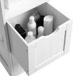 VASAGLE Dulap de baie tip coloana, din MDF, cu 2 sertare si 3 rafturi, 30x30x142 cm, alb