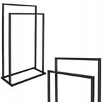 Suport metalic de baie pentru prosoape, cu 2 standuri, 84 cm, negru