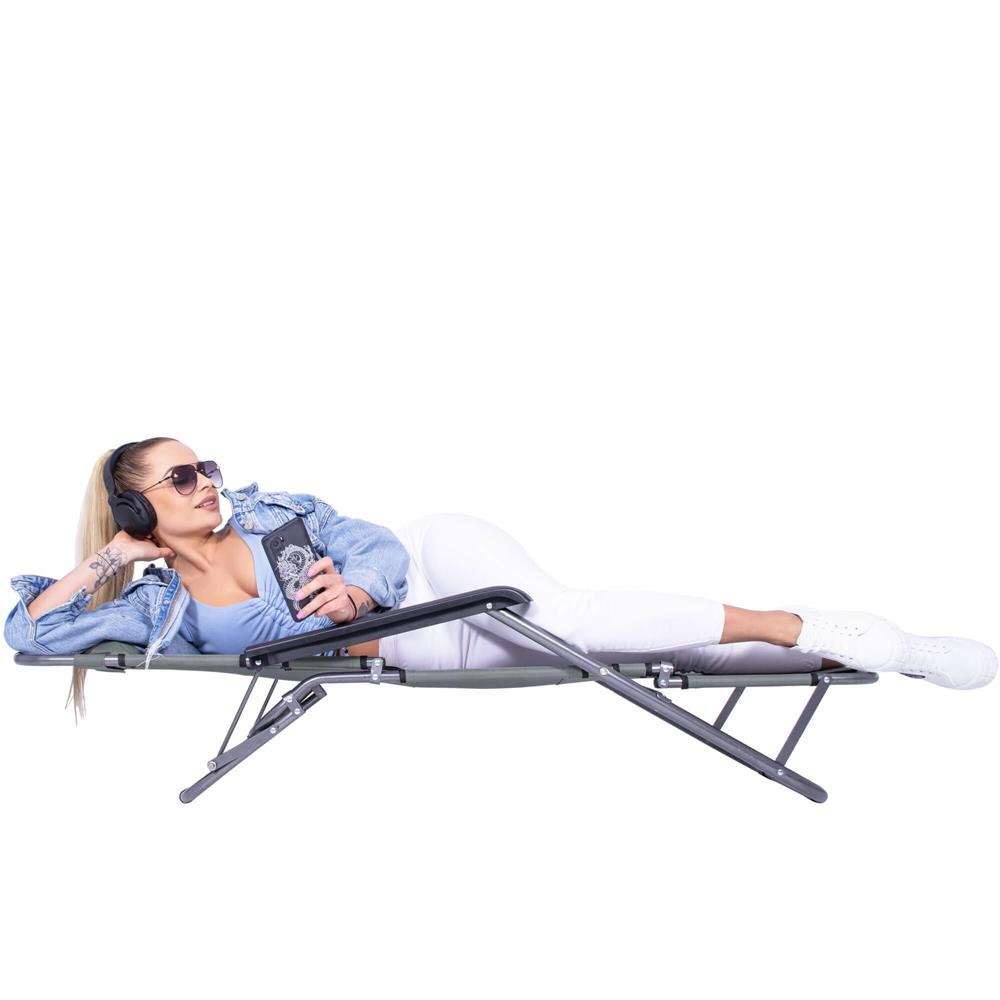 Sezlong pliabil  GC30, Relax Zero Gravity, 80x60x153cm, gri mediu