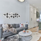 Rama foto de perete, colaj de 14 fotografii, 36x118cm, alb